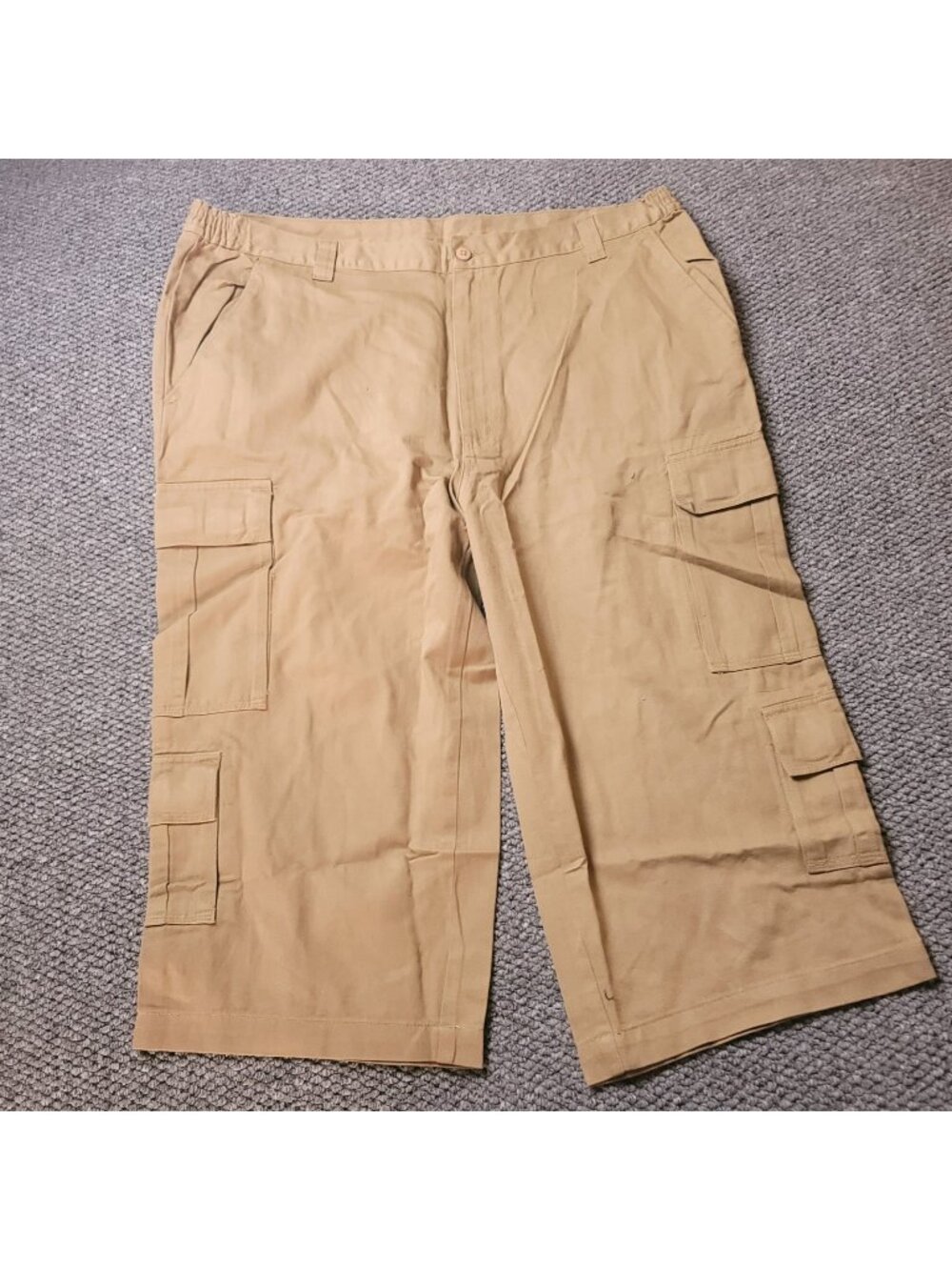 KingSize Cargo Shorts Mens 42 Big Tall Khaki Elastic LL Chino y2K Beige